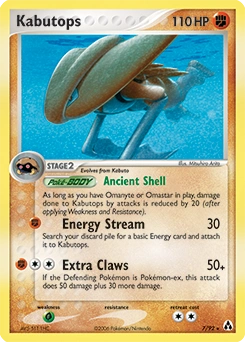 Kabutops Pokémon card, number 7
