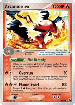 Arcanine ex Pokémon card, number 83