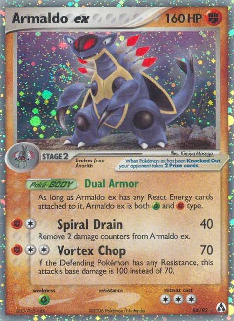 Armaldo ex Pokémon card from Legend Maker, number 84 (Holo print)