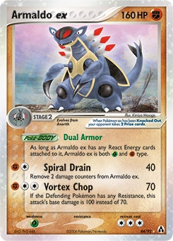 Armaldo ex Pokémon card, number 84