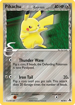 Pikachu δ Pokémon card, number 93