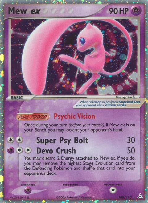 Mew ex Pokémon card from Holon Phantoms, number 100 (Holo print)