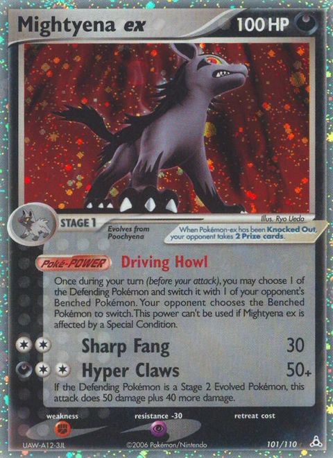 Mightyena ex Pokémon card from Holon Phantoms, number 101 (Holo print)
