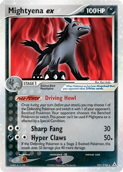 Mightyena ex Pokémon card, number 101