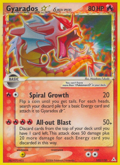 Gyarados ★ δ Pokémon card from Holon Phantoms, number 102 (Holo print)