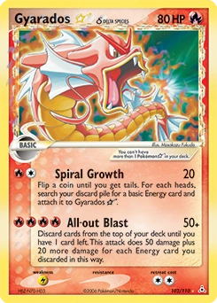 Gyarados ★ δ Pokémon card, number 102