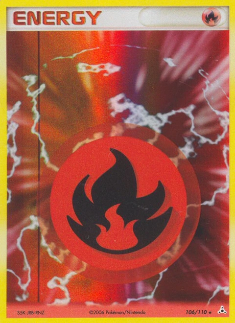 Fire Energy Pokémon card from Holon Phantoms, number 106 (Holo print)