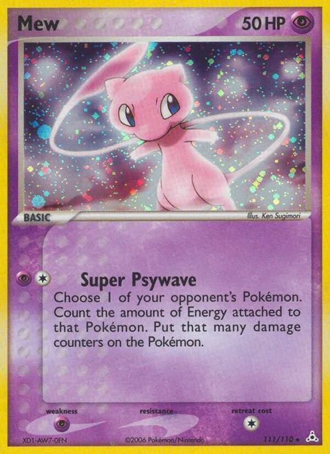 Mew Pokémon card from Holon Phantoms, number 111 (Holo print)