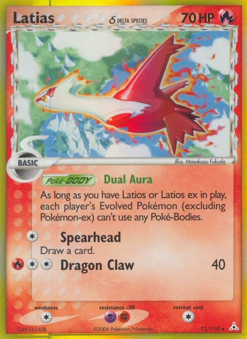 Latias δ Pokémon card from Holon Phantoms, number 11 (Holo print)