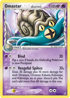 Omastar δ Pokémon card, number 13