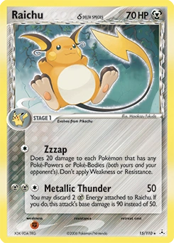 Raichu δ Pokémon card, number 15