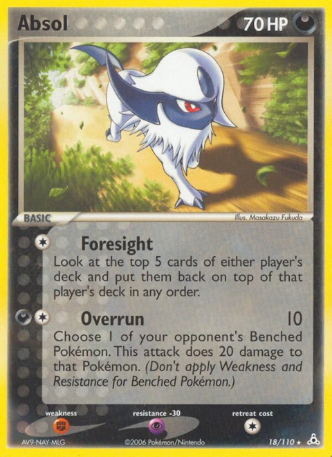 Absol Pokémon card from Holon Phantoms, number 18 (Standard print)
