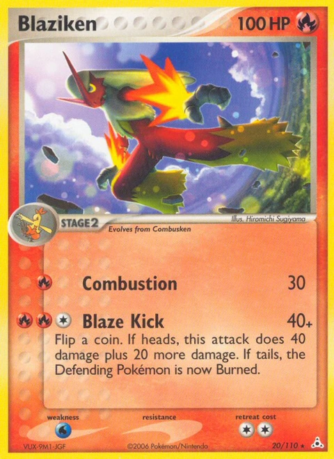 Blaziken Pokémon card from Holon Phantoms, number 20 (Standard print)