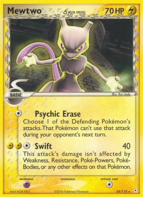 Mewtwo δ Pokémon card from Holon Phantoms, number 24 (Standard print)