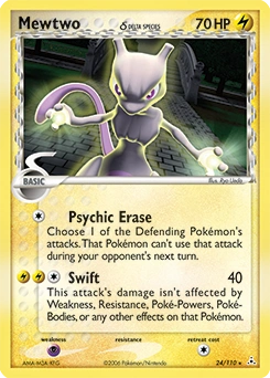 Mewtwo δ Pokémon card, number 24