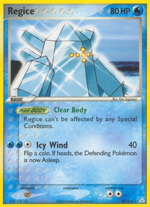 Regice Pokémon card from Holon Phantoms, number 27 (Standard print)