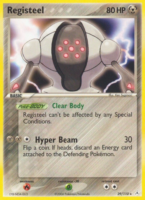 Registeel Pokémon card from Holon Phantoms, number 29 (Standard print)