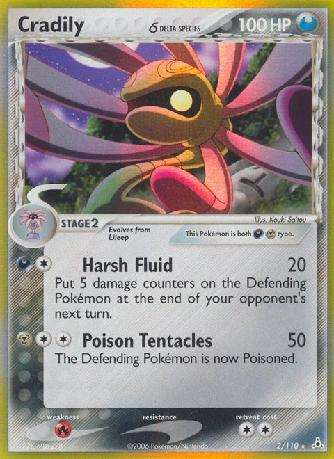 Cradily δ Pokémon card from Holon Phantoms, number 2 (Holo print)