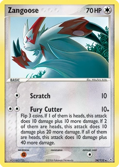 Zangoose Pokémon card, number 34