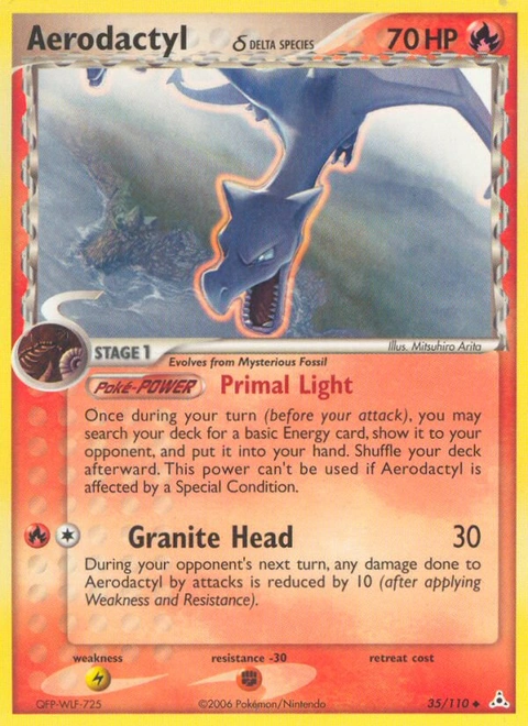 Aerodactyl δ Pokémon card from Holon Phantoms, number 35 (Standard print)