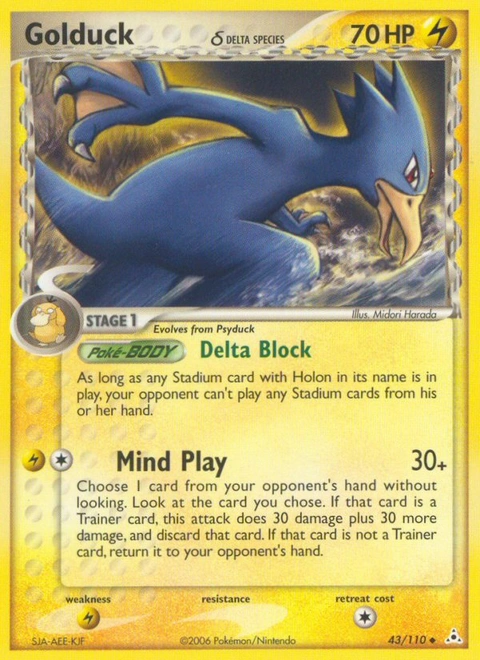 Golduck δ Pokémon card from Holon Phantoms, number 43 (Standard print)
