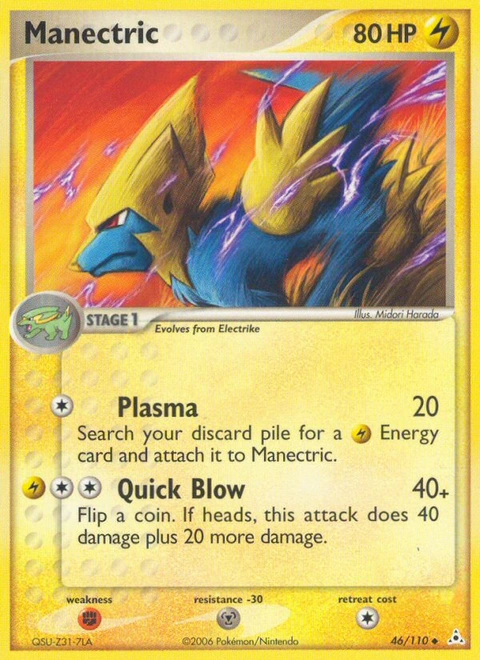Manectric Pokémon card from Holon Phantoms, number 46 (Standard print)