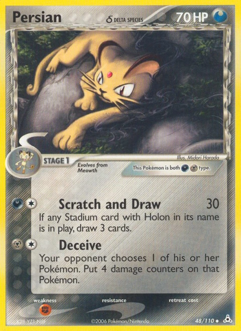 Persian δ Pokémon card from Holon Phantoms, number 48 (Standard print)