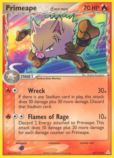 Primeape δ Pokémon card from Holon Phantoms, number 50 (Standard print)