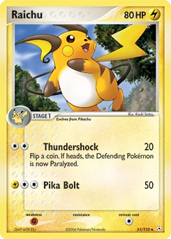 Raichu Pokémon card, number 51
