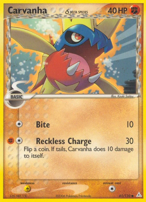 Carvanha δ Pokémon card from Holon Phantoms, number 61 (Standard print)