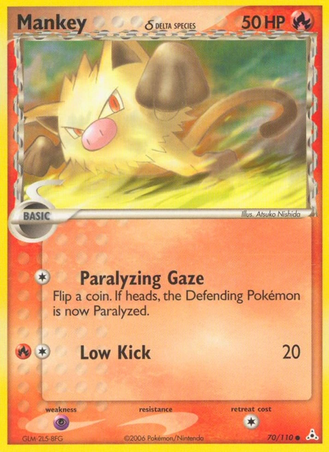 Mankey δ Pokémon card from Holon Phantoms, number 70 (Standard print)