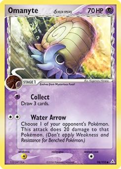 Omanyte δ Pokémon card, number 74