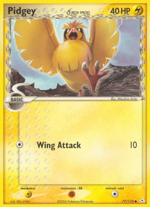 Pidgey δ Pokémon card from Holon Phantoms, number 77 (Standard print)