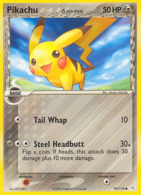 Pikachu δ Pokémon card from Holon Phantoms, number 79 (Standard print)