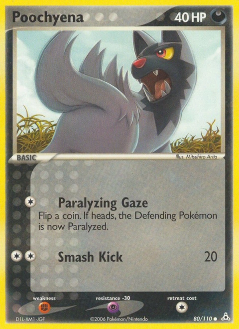 Poochyena Pokémon card from Holon Phantoms, number 80 (Standard print)