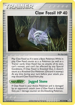Claw Fossil Pokémon card, number 91
