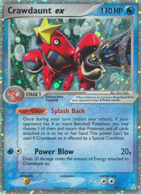 Crawdaunt ex Pokémon card from Holon Phantoms, number 99 (Holo print)