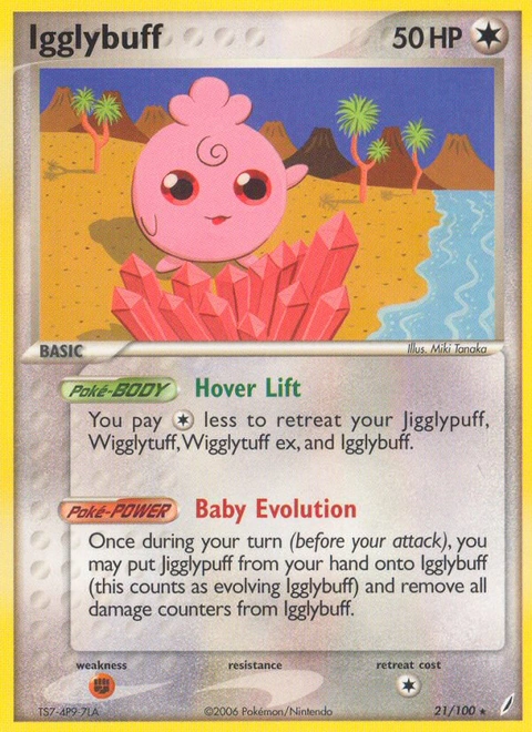 Igglybuff Pokémon card from Crystal Guardians, number 21 (Standard print)