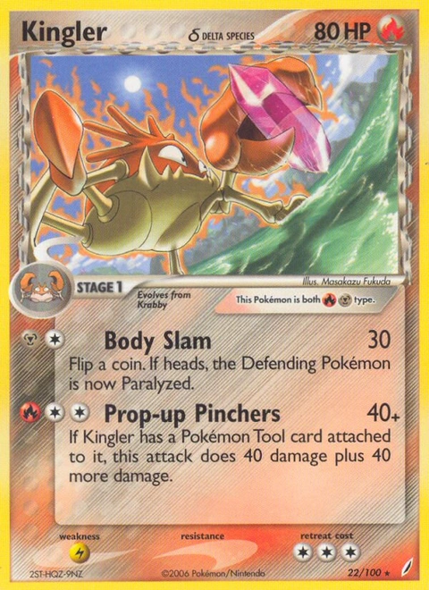 Kingler δ Pokémon card from Crystal Guardians, number 22 (Standard print)