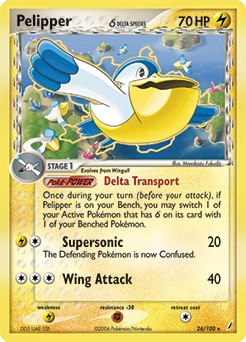 Pelipper δ Pokémon card, number 26
