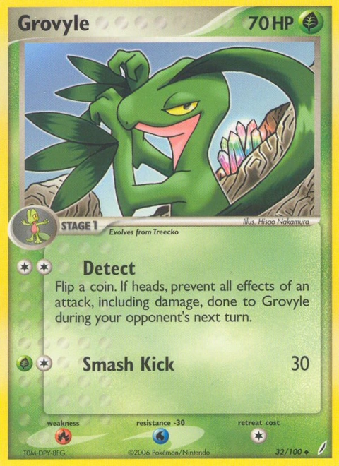 Grovyle Pokémon card from Crystal Guardians, number 32 (Standard print)