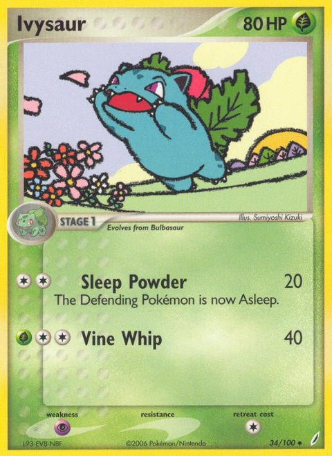 Ivysaur Pokémon card from Crystal Guardians, number 34 (Standard print)