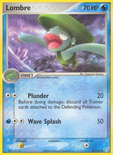 Lombre Pokémon card from Crystal Guardians, number 37 (Standard print)