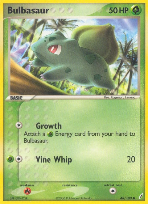 Bulbasaur Pokémon card from Crystal Guardians, number 46 (Standard print)