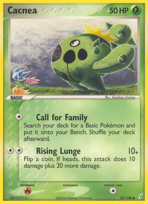 Cacnea Pokémon card from Crystal Guardians, number 47 (Standard print)