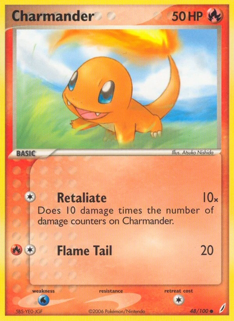 Charmander Pokémon card from Crystal Guardians, number 48 (Standard print)