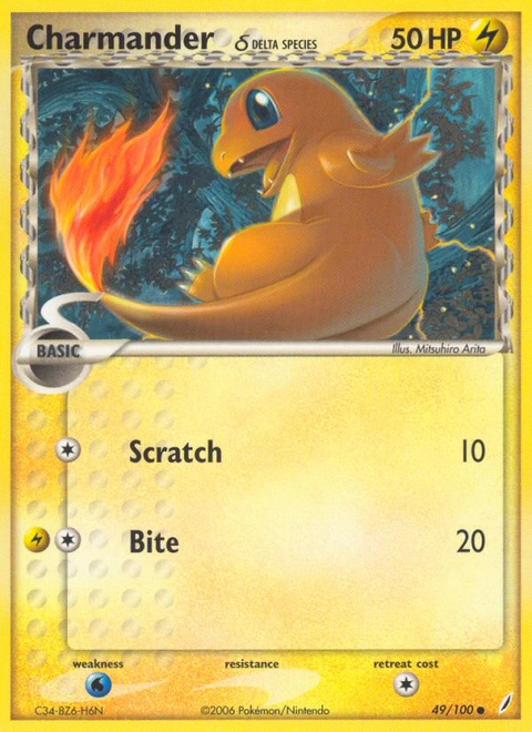 Charmander δ Pokémon card from Crystal Guardians, number 49 (Standard print)