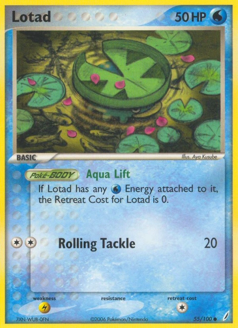 Lotad Pokémon card from Crystal Guardians, number 55 (Standard print)