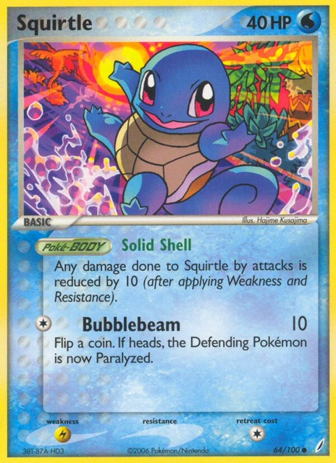 Squirtle Pokémon card from Crystal Guardians, number 64 (Standard print)
