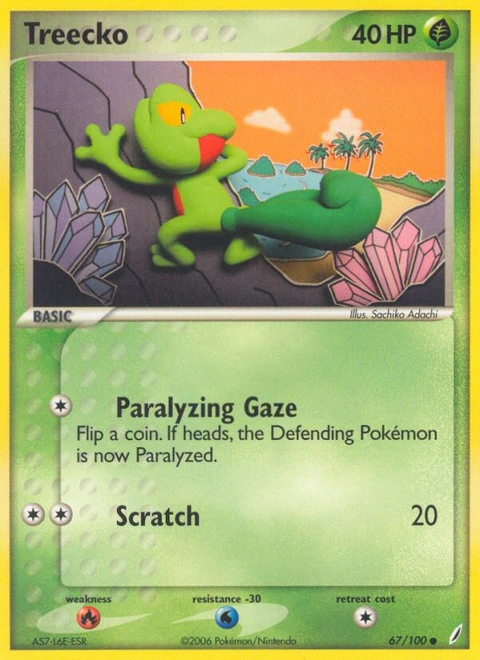 Treecko Pokémon card from Crystal Guardians, number 67 (Standard print)